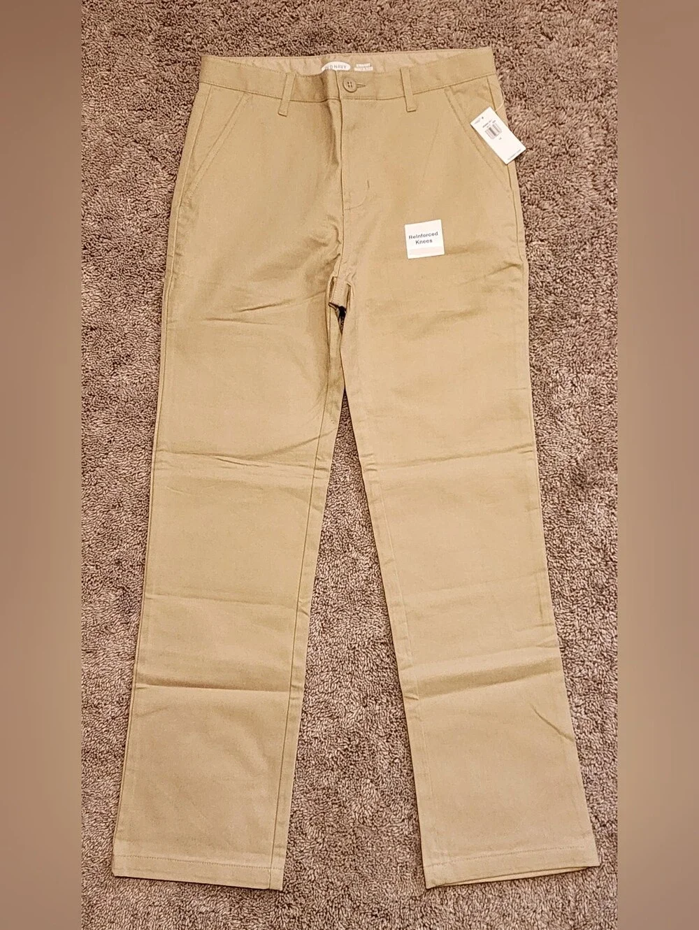 New Old Navy Boys Size 12 Khaki Uniform Pants, Built In Flex Reinforced Knees